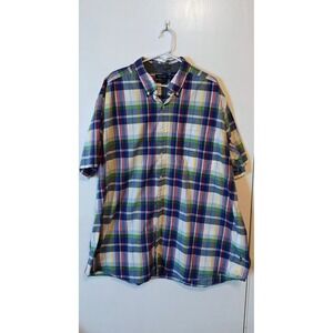 Nautica Men's 3XL Stretch Plaid Button Down Short Sleeve Shirt